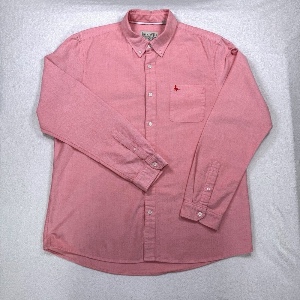 Jack Wills Oxford Button Down Shirt Mens XL Pink Long Sleeve Cotton